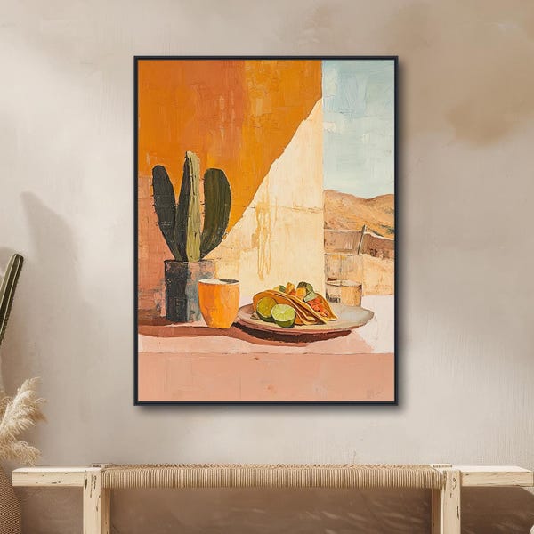 Southwestern Wall Art - Rustic Café Painting - Food and Drink - Western Desert Decor - Framed Canvas or Giclée Print - "A GOOD AFTERNOON"