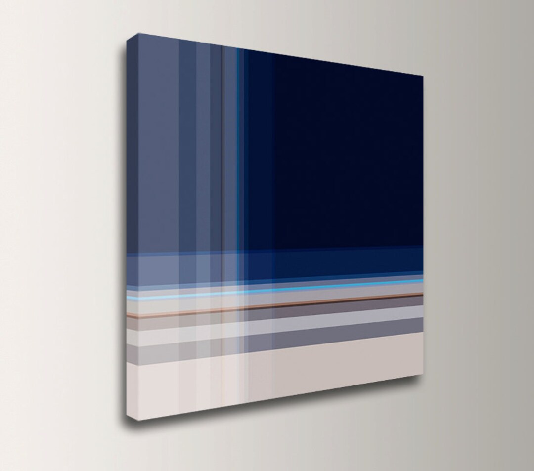 Navy Blue Wall Art Geometric Wall Art Minimalist Art Canvas Etsy