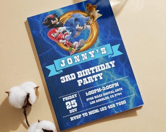 Sonic Birthday Invitation, Editable Sonic Party Invite (5x7 Digital Download) Canva