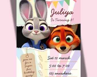 Zootopia 2 Birthday Invitation, Zootopia Birthday Party, Editable Invitation Zootopia Template,  Zootropolis Invite