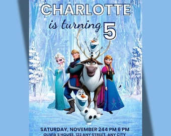 Frozen Birthday Invitation, Frozen Birthday Party Invitation, Elsa & Anna Party Invitation Girl, Frozen Birthday Invite Theme
