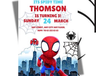 Spidey And His Friends Birthday Invitation, Spidey Birthday Party, Superhero Birthday Invitation, Editable Spidey Invitation Template