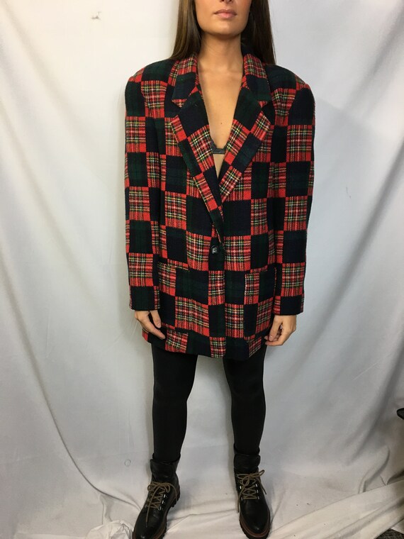 Early 1990s Soft Plaid Boyfriend Blazer Jacket