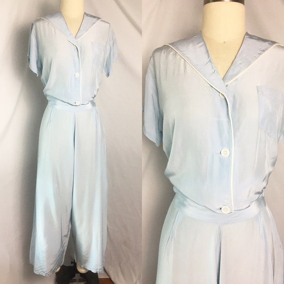 1940s Pale Blue Pajamas Loungewear