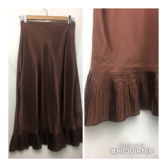 1940s Val Mode Chocolate Slip Skirt Accordion Plea