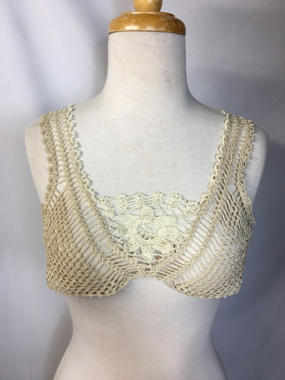 1920s Ivory Crochet Bralette Camisole Undergarment
