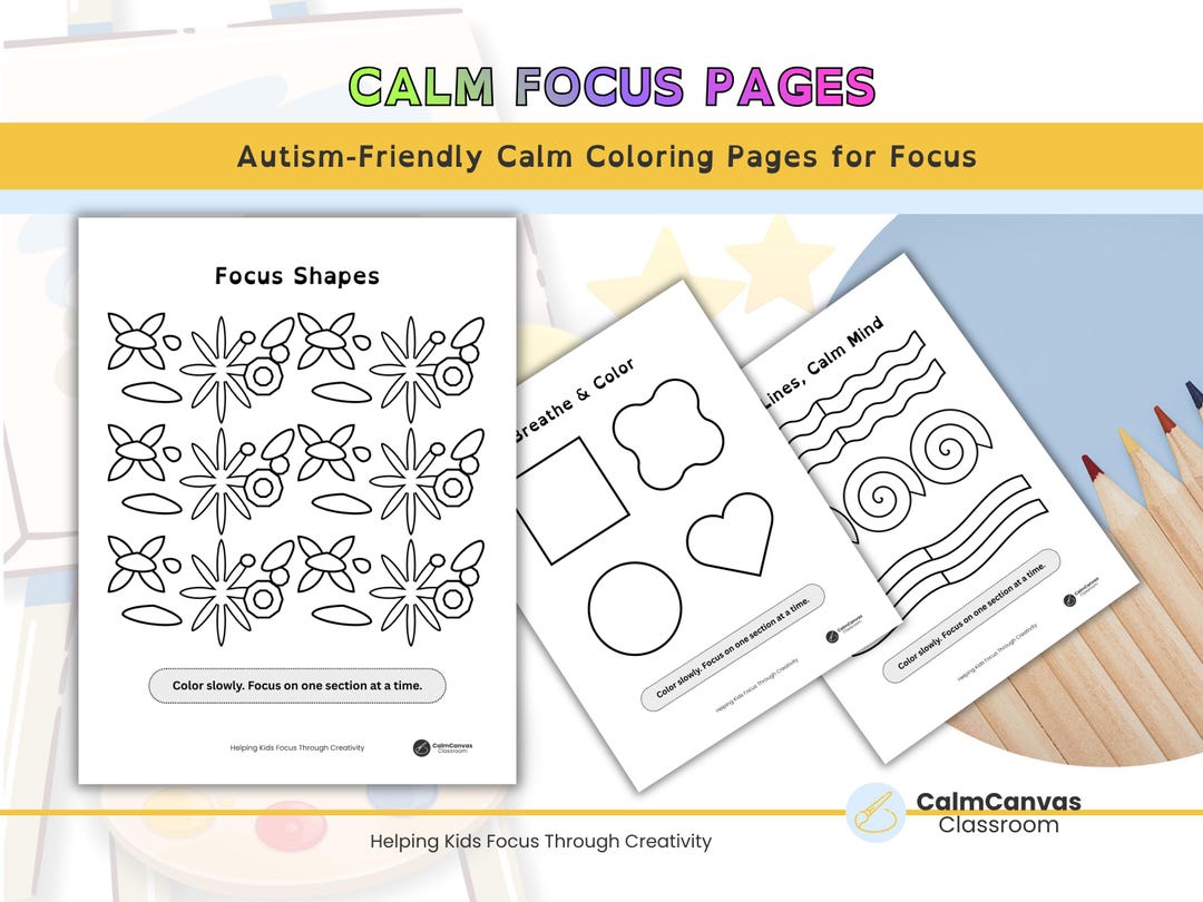Autism-friendly Focus Coloring Pages for Kids, Calm Down Printable ...