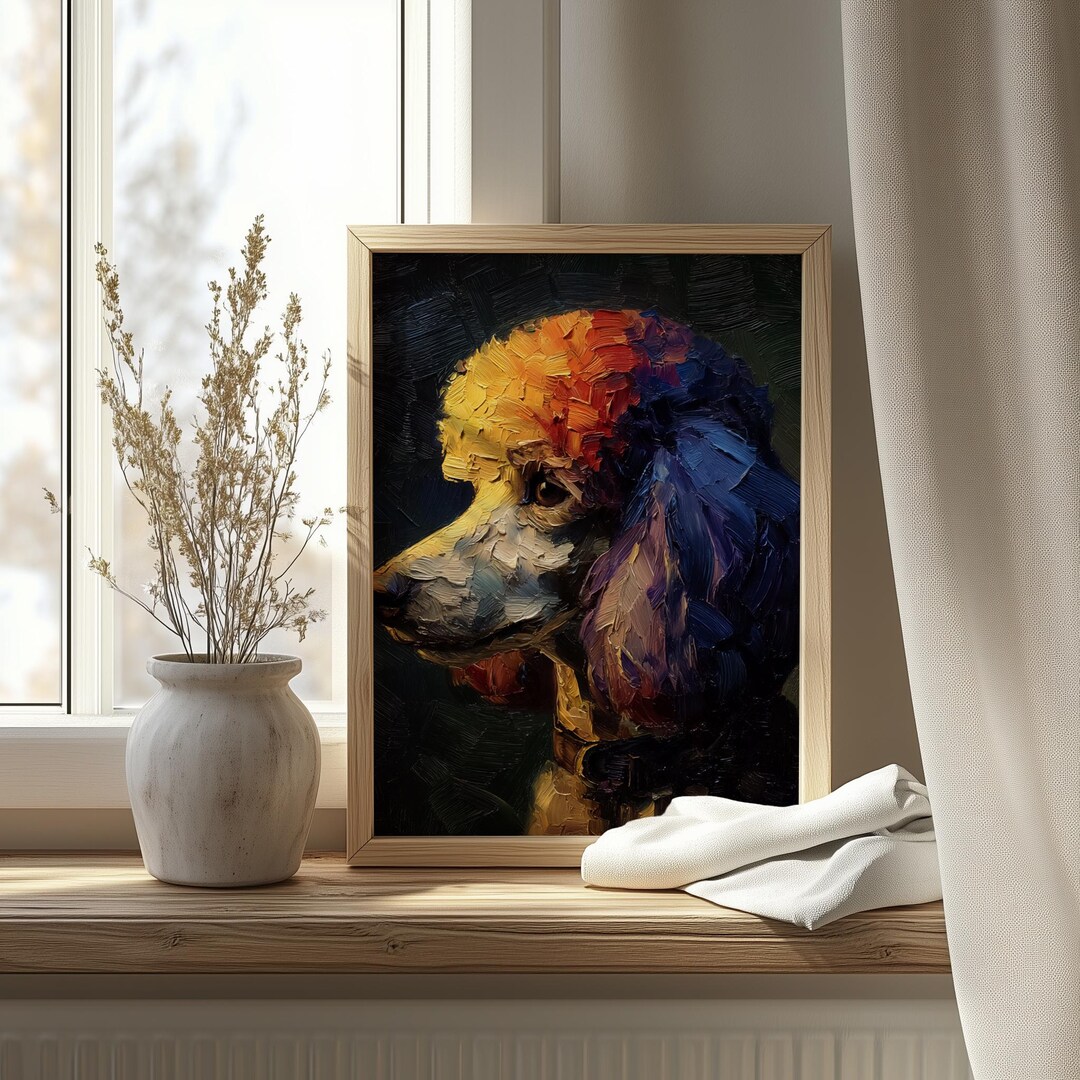 Poodle Portrait Printable Wall Art - Bold & Dramatic Modern Impasto ...