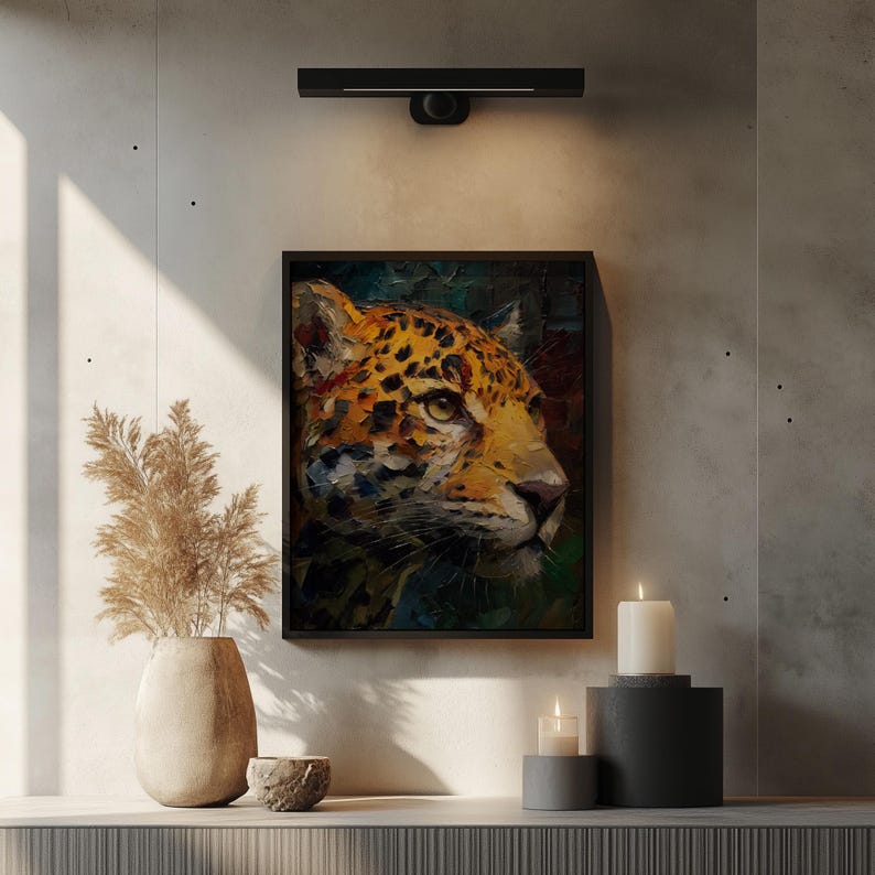 Dramatic Leopard Portrait Printable - Moody Wildlife Art With Detailed ...