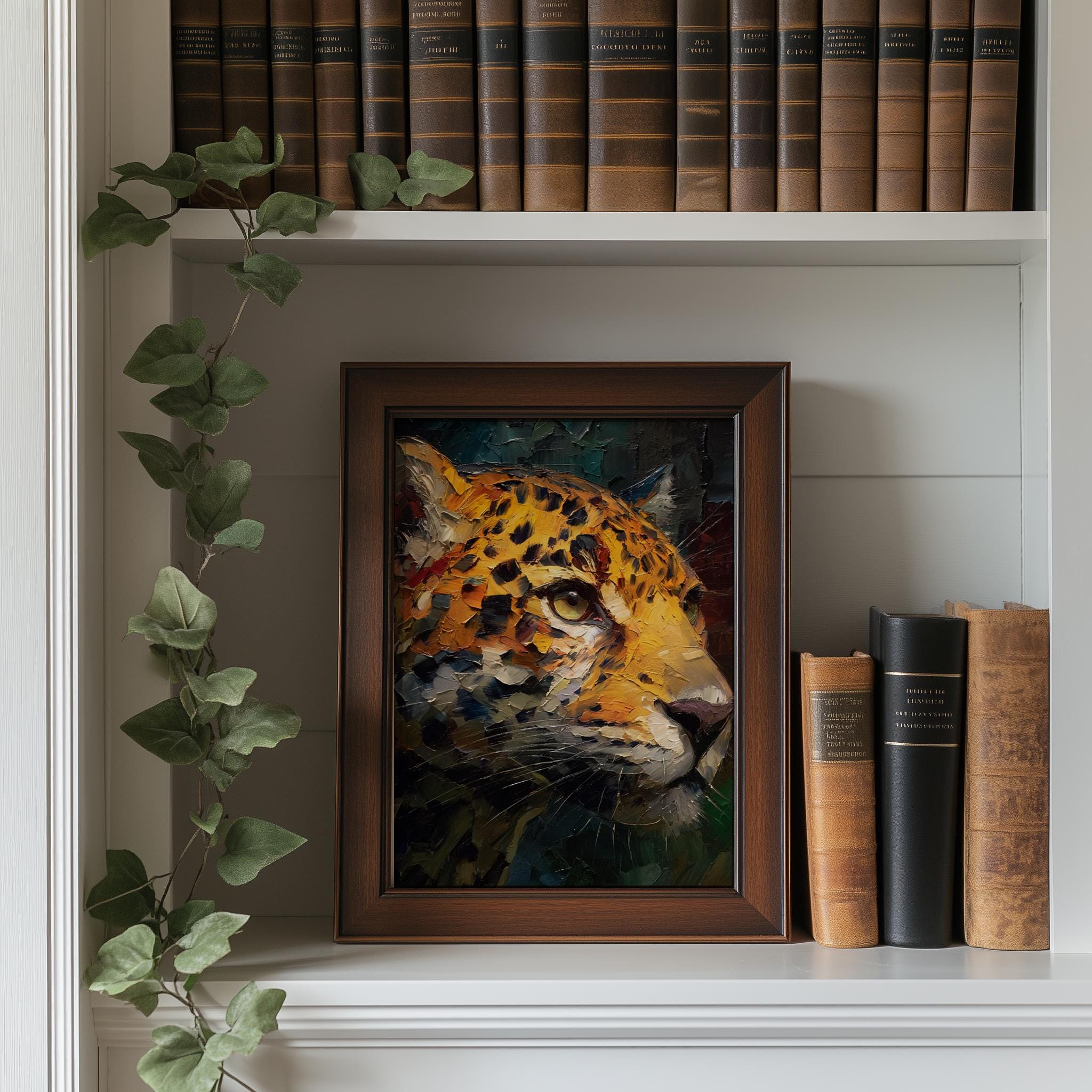 Dramatic Leopard Portrait Printable - Moody Wildlife Art With Detailed ...