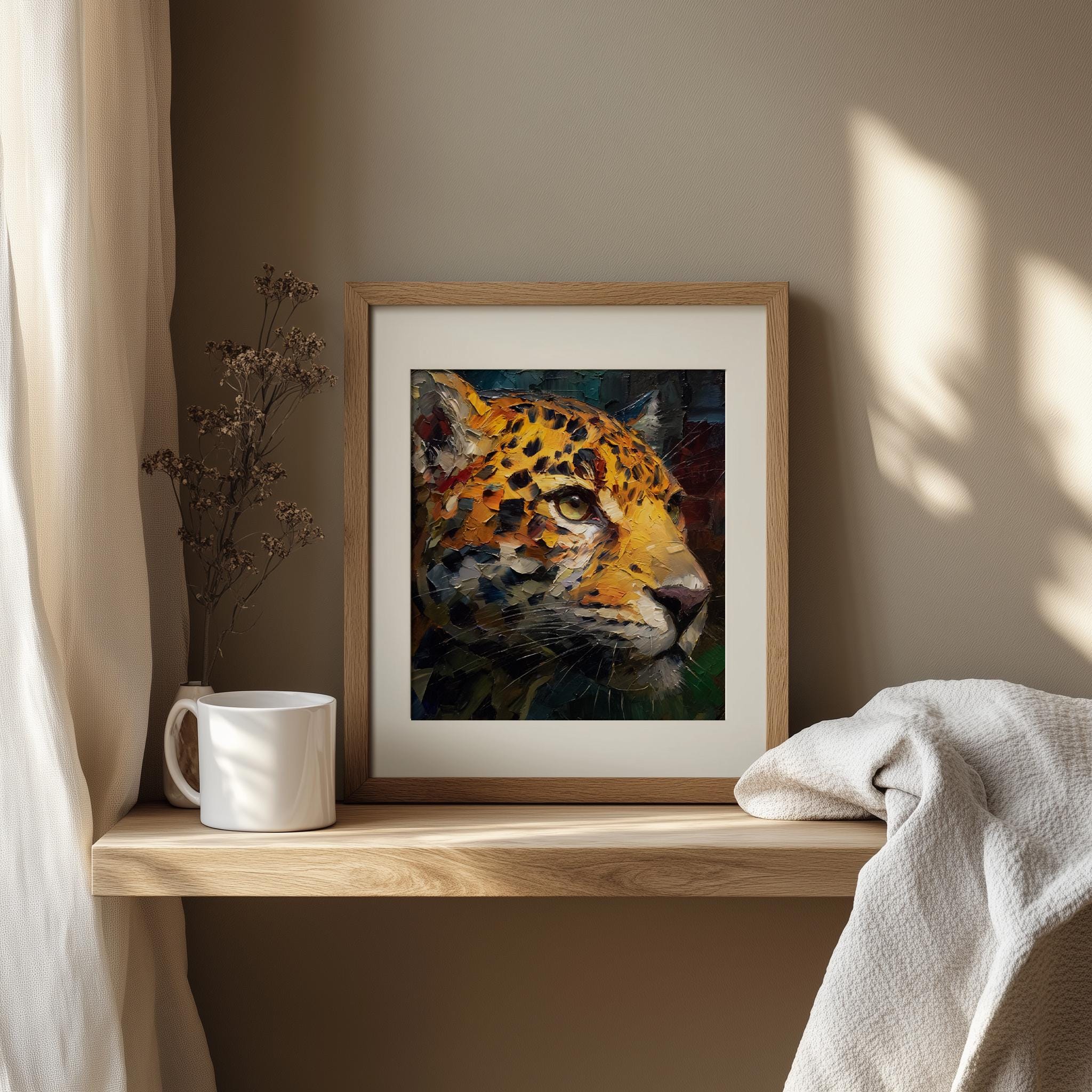 Dramatic Leopard Portrait Printable - Moody Wildlife Art With Detailed ...