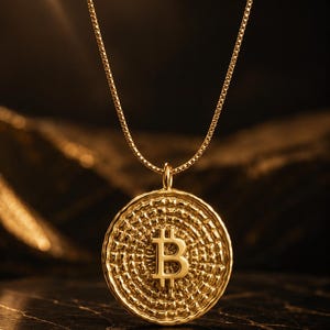 P2P Bitcoin-Anhänger-Halskette, Gold-Vermeil, Sterlingsilber, Krypto-Schmuck