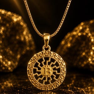 Bitcoin Lightning Bloom Pendant, Gold Vermeil or Sterling Silver Necklace