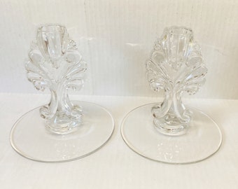 Beautiful Vintage Pair of  Cut Glass Candlestick Holders