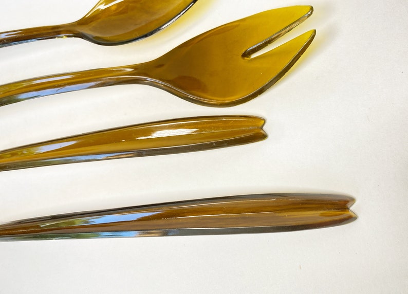 Mid-century Modern Kitchen Utensils MCM Clear Brown Serving Utensils ...