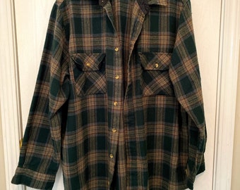 Vintage David Taylor Green Plaid Wool Shirt Jacket Size Men’s Large