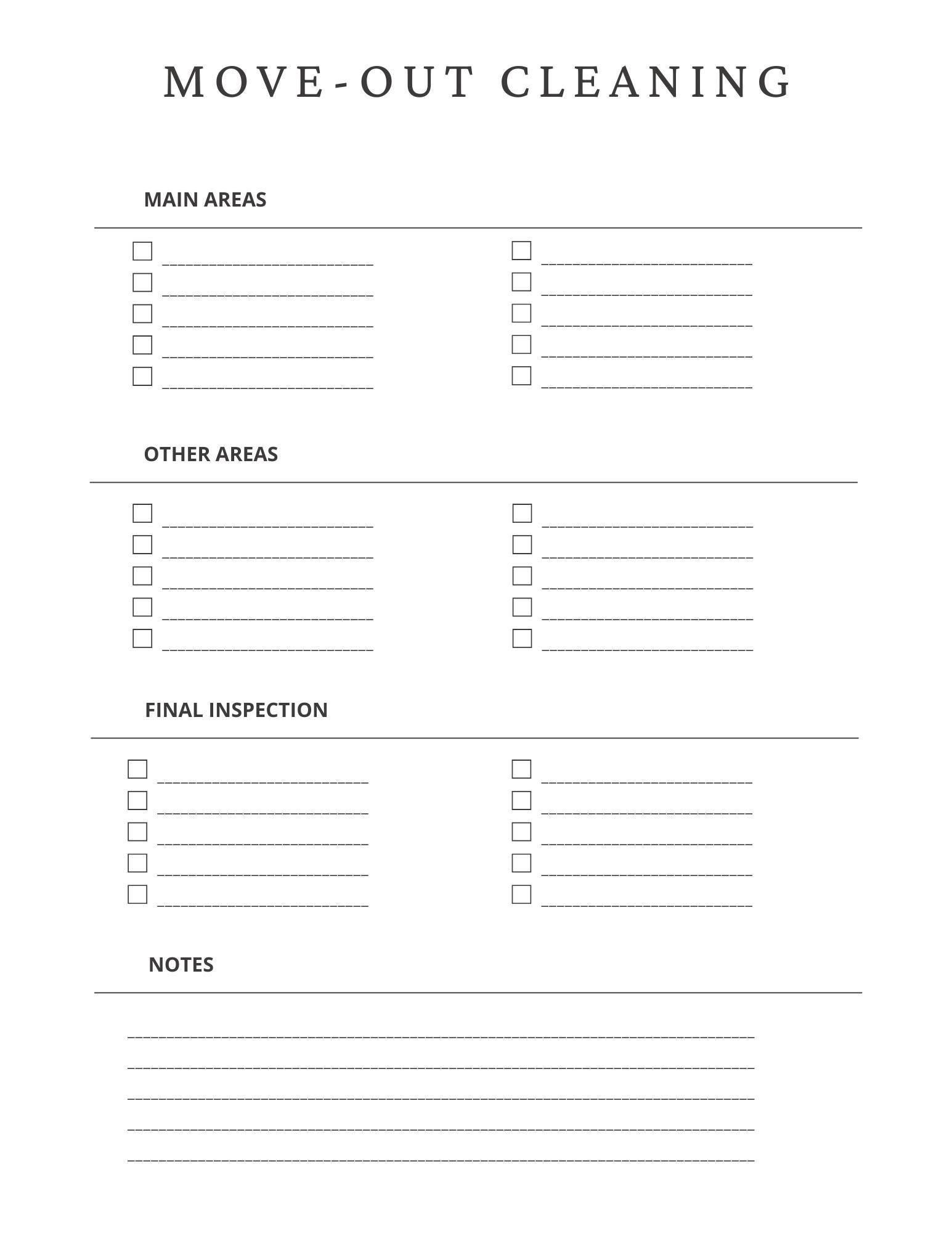 Move Out Cleaning Checklist Printable, End of Lease Cleaning Guide ...