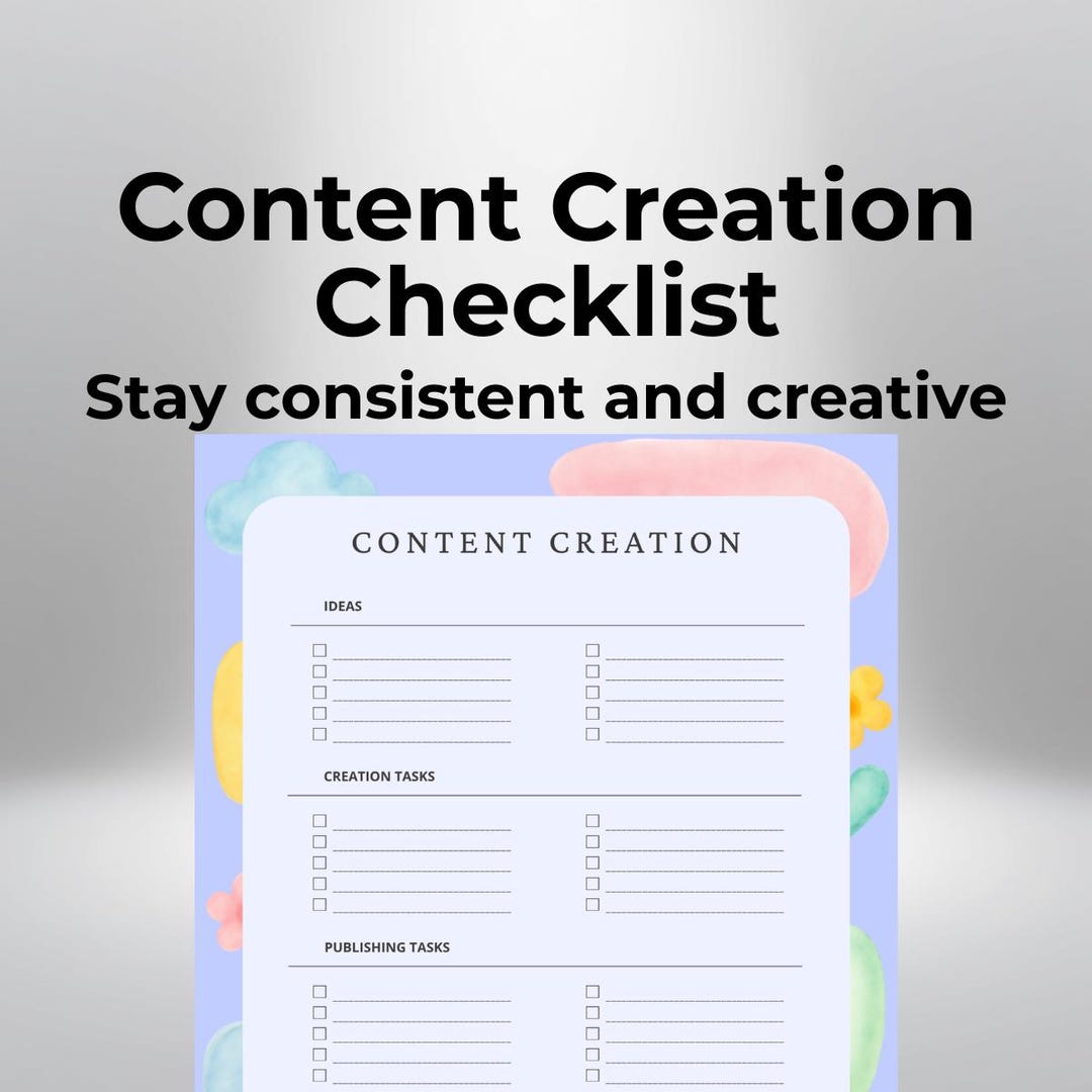 Content Creation Checklist – Pastel Minimalist Creator Planner - Etsy