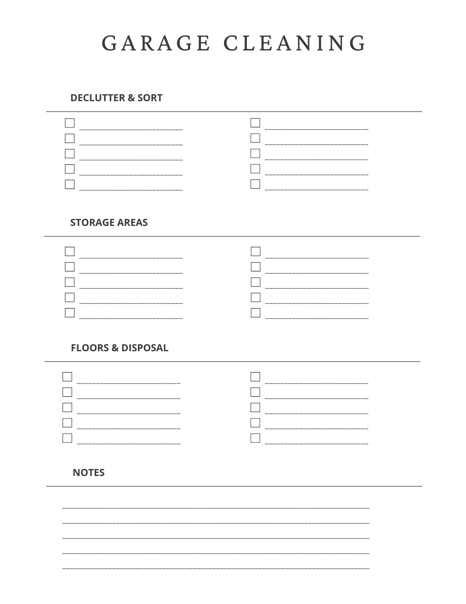 Garage Cleaning Checklist Printable, Declutter and Organize Planner ...