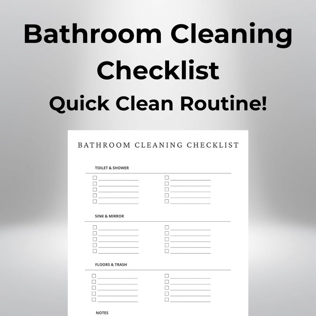 Bathroom Cleaning Checklist, Quick Routine Planner (instant Download ...