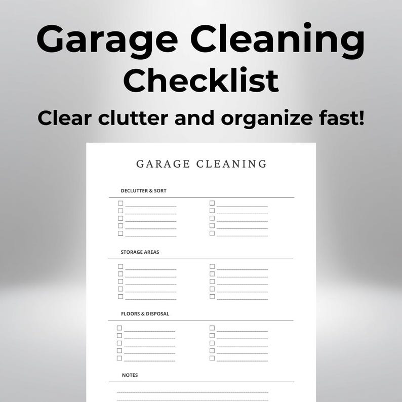 Garage Cleaning Checklist Printable, Declutter and Organize Planner ...