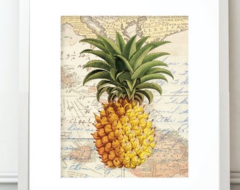 Piña, Impresión de Piña, Piña Arte de Pared, Impresiones de Piña, Decoración Tropical, Impresiones de Verano, Arte Neutral de Pared, Decoración Neutral, Piña