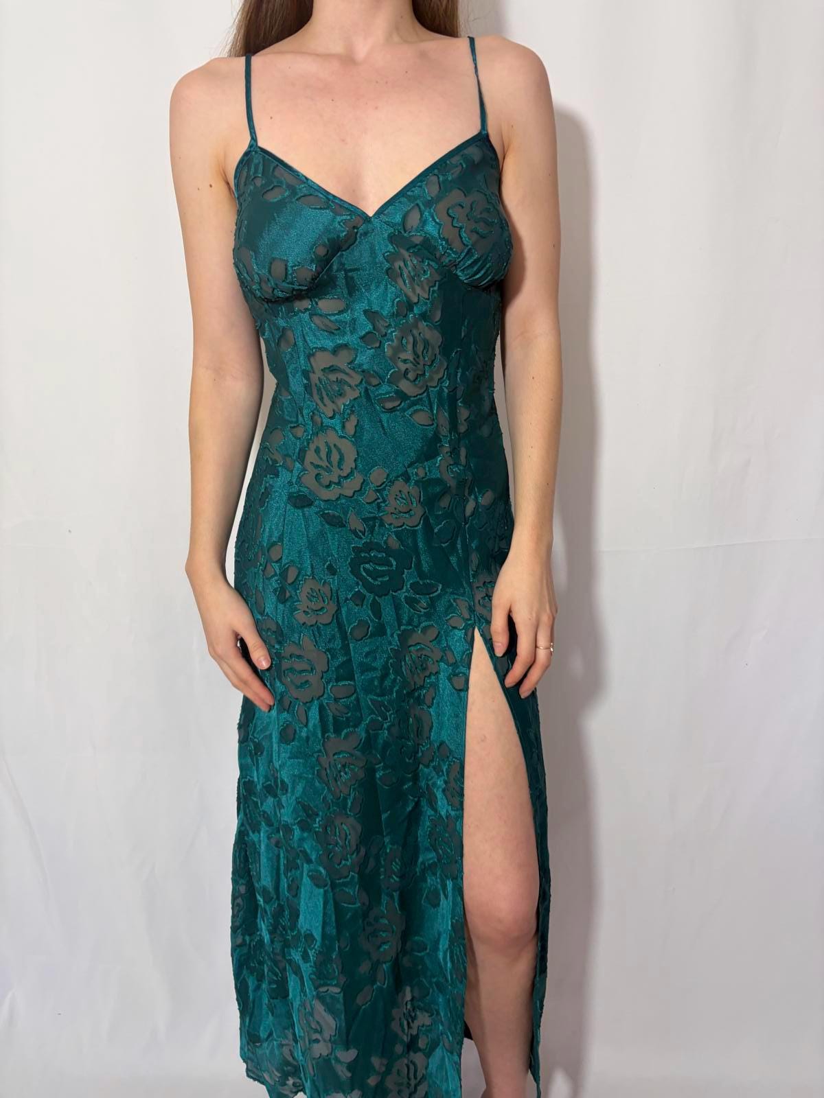 slim fit dress slacks Vintage 90s Victoria's Secret Gold Label Evergreen Silk Slip Dress
