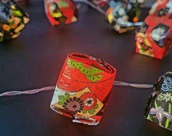 Japońskie lampki choinkowe origami – 20 diod LED – najwyższej jakości papier z japońskim wzorem – elegancka dekoracja ścienna – ręcznie robiona lampa Zen Ambiance