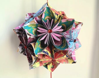 Zawieszka kwiatowa origami – Kusudama Artisanal i kryształy Swarovskiego