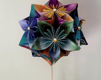 Zawieszka kwiatowa origami – Kusudama Artisanal i kryształy Swarovskiego