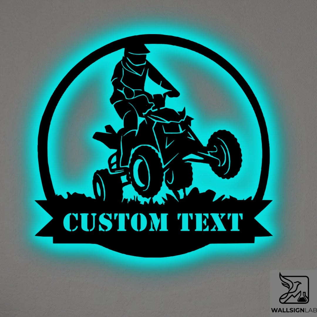 Custom ATV Rider Metal Wall Art – RGB LED Sports Decor, off Road Quad ...