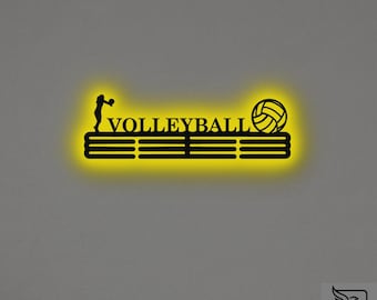 Custom Volleyball Metal Wall Art – RGB LED Sports Decor, Team Name Sign
