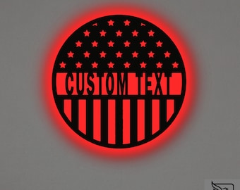 Custom USA Flag Metal Wall Art – RGB LED Patriotic Decor, Stars and Stripes Sign