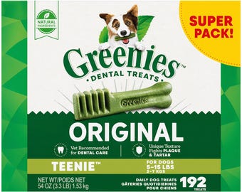 Greenies Dog Dental Treats Teenie 192 Pack | Teeth Cleaning Chews for Small Dogs 5-15 lbs | Plaque & Tartar Control