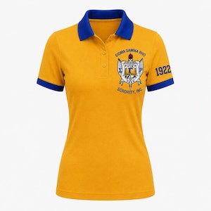 Sigma Gold Polo Custom Embroidered stitched Sigma Gamma Rho Polo Shirt, Personalized SgRho Sorority Polo, add Your name number line chapter,