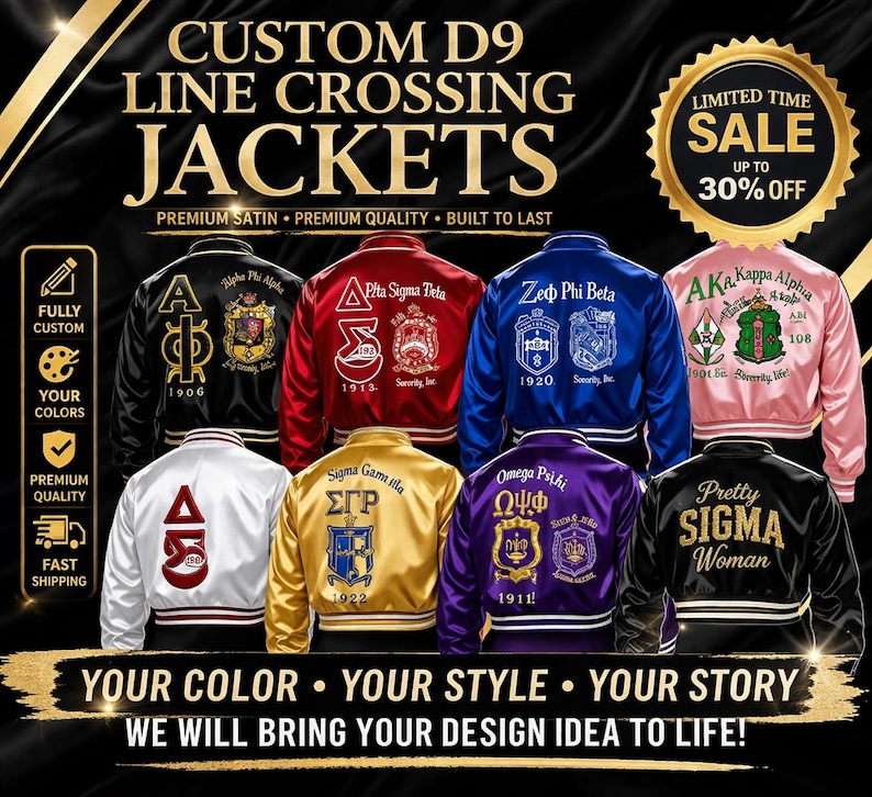 Custom Divine 9 D9 Sorority Varsity Satin Jacket Personalized Vintage ...
