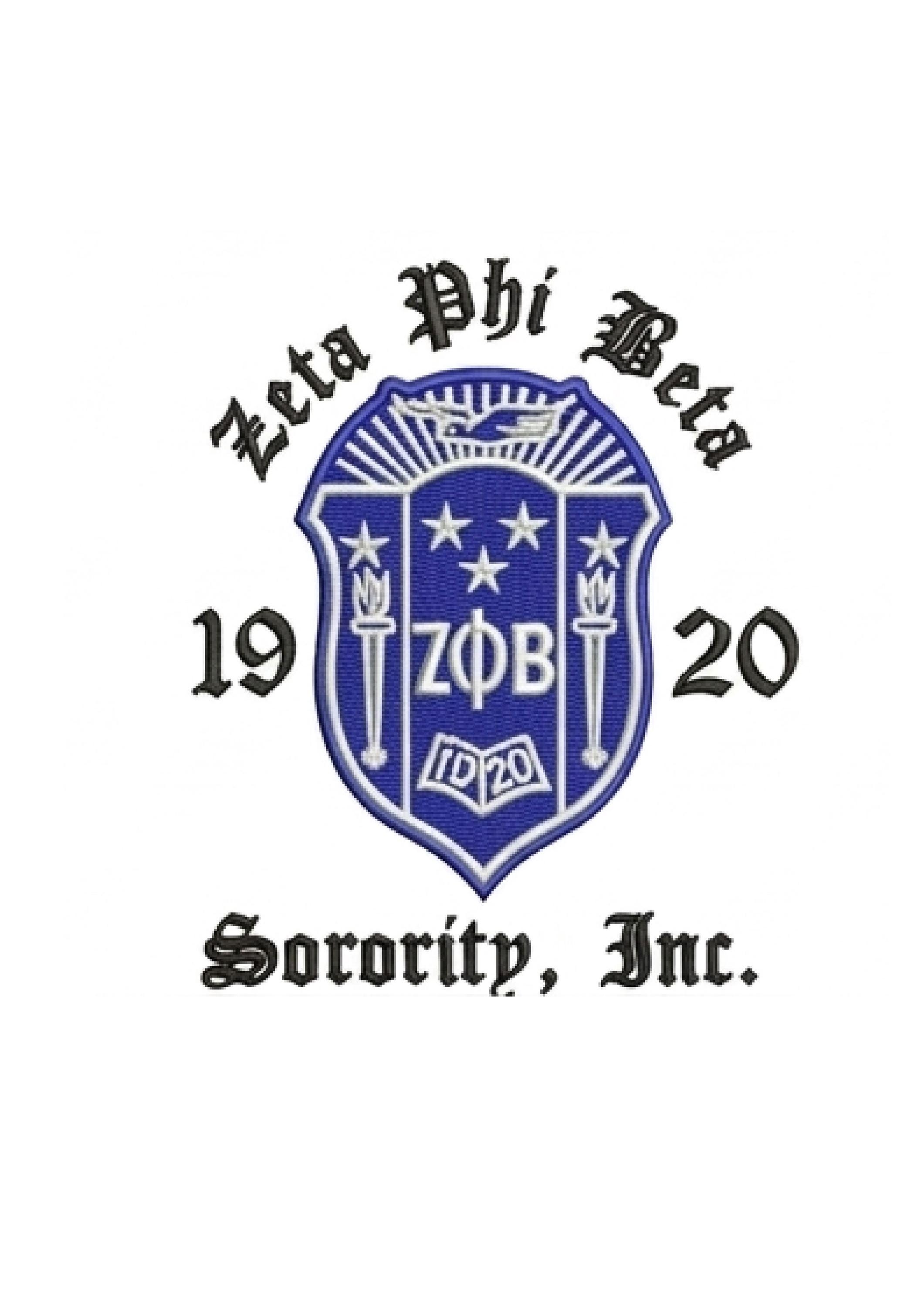 Blue & White Zeta Phi Beta Sorority 1920 Embroidered Colorblock Line ...