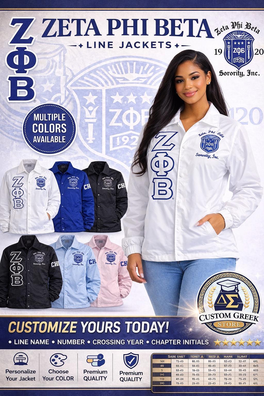 Blue & White Zeta Phi Beta Sorority 1920 Embroidered Colorblock Line ...