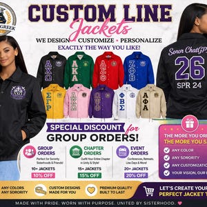 Personalized Sorority Line Jacket Crossing Jacket Coach's Jacket your Line Name Number Crossing Year Designed for you Discount for Chapters