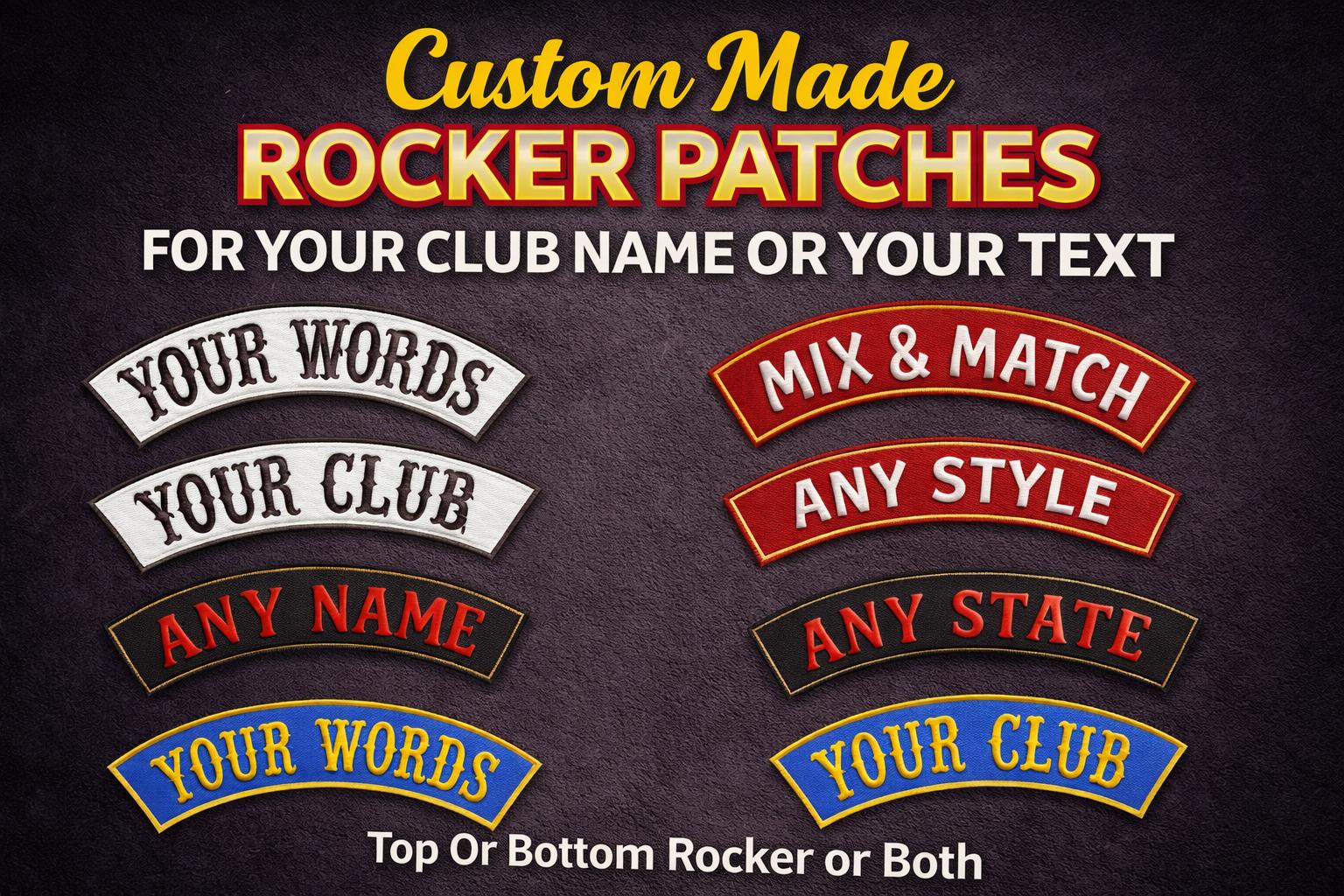 Custom Made Rocker Patch Motorcycle Club Patch Custom Text Biker Vest ...