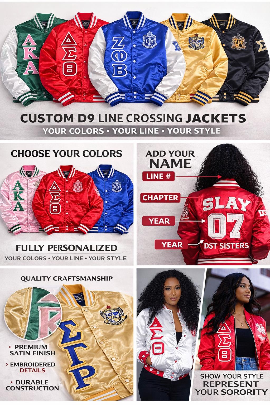 Custom Divine 9 D9 Sorority Varsity Satin Jacket Personalized Vintage ...