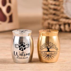 Personalized Metal Mini Urn, Tree of Life Cremation Ash Keeper