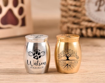 Personalized Metal Mini Urn, Tree of Life Cremation Ash Keeper
