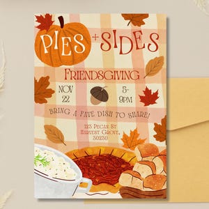 Pies & Sides Friendsgiving Invitation | Thanksgiving Potluck | Editable Canva Template