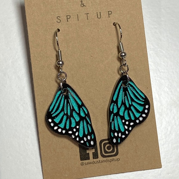 Acrylic Monarch Butterfly Wing inspired Dangle Earrings