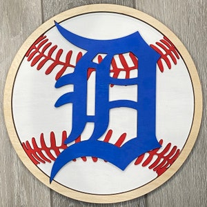 Detroit Baseball, Old English D, Detroit Tigers Baseball home decor wood sign