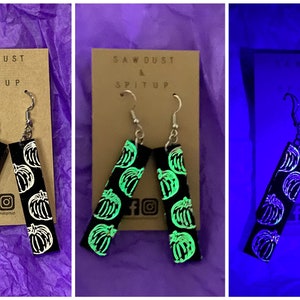 Glowing Pumpkins Dangle Earrings, Glow in the Dark Earrings, Fall Autumn Halloween Earrings