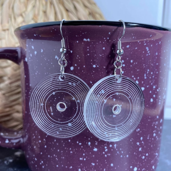 Acrylic Vinyl Record inspired Dangle Earrings