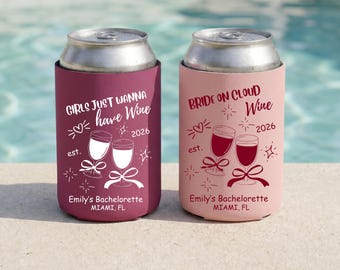 Vino Before Vows Can Cooler, Napa Bachelorette Drink Sleeve, Custom Wine Bride Bach Favor, Winery Bridal Party Drink Holder, Bridesmaid Gift