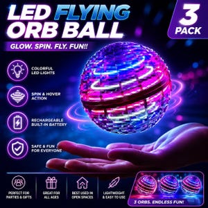 3 Pcs LED Flying Orb Ball Toys Light Up Hover Spinner Party Favor Set